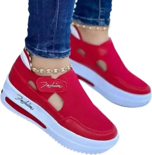 Women's Orthopedic Shoes Casual Breathable Mesh Round Toe Sneakers Summer Comfortable Thick Heel Buckle Hook Loop Sport Shoes Lightweight Slip On Loafers