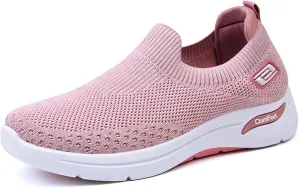 Women's Orthopedic Shoes Lightweight Breathable Knitted Sneakers Casual Comfortable Low Top Work Walking Shoes Fashion Soft Sole Slip On Sneaker with Arch Support