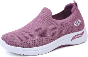 Women's Orthopedic Shoes Lightweight Breathable Knitted Sneakers Casual Comfortable Low Top Work Walking Shoes Fashion Soft Sole Slip On Sneaker with Arch Support