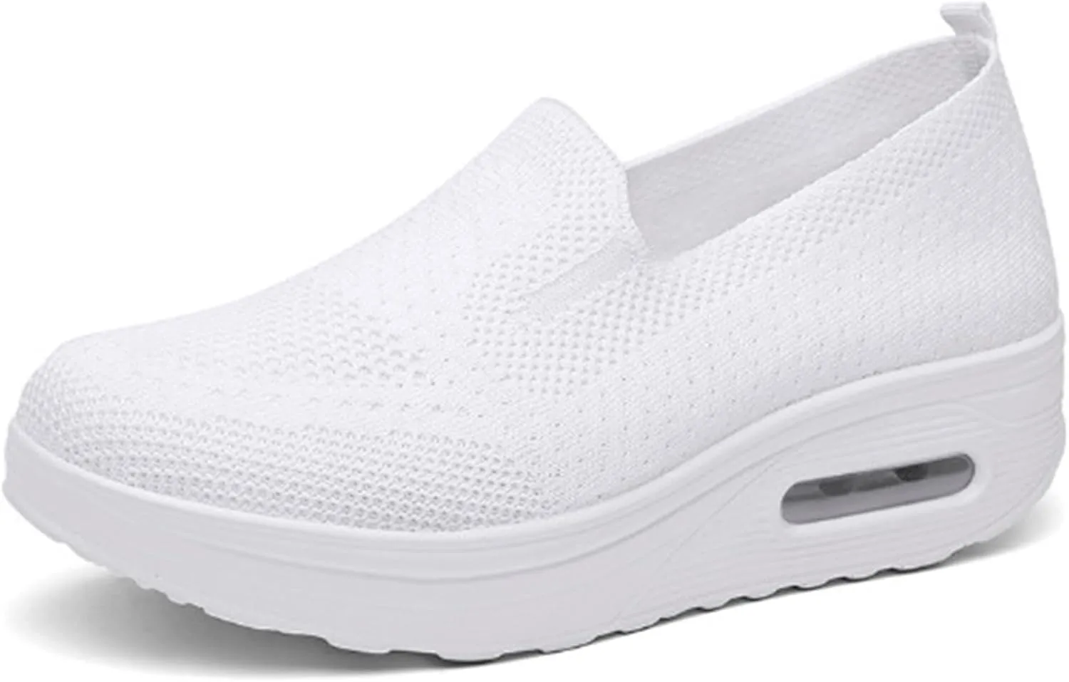 Women's Orthopedic Sneakers Summer Casual Breathable Mesh Hollow Out Slip on Walking Shoes Trendy Comfortable Air Cushion Stretch Diabetic Platform Sneakers with Arch Support