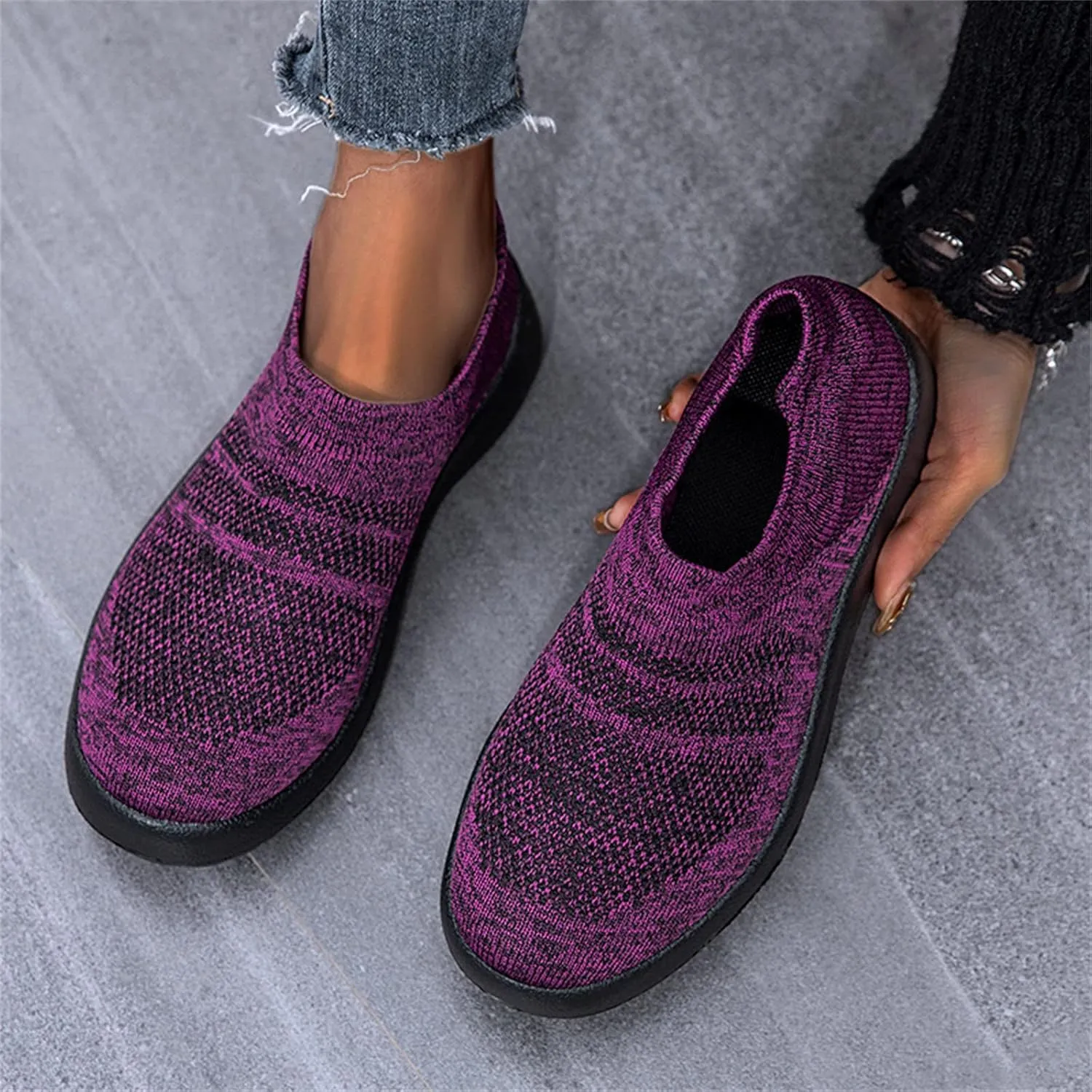Womens Slip On Walking Shoes Non Slip Running Shoes Non Slip Work Shoes Women Wide Feet Black Casual Shoes Fashion Sneakers Red Tennis Shoe White Loafers