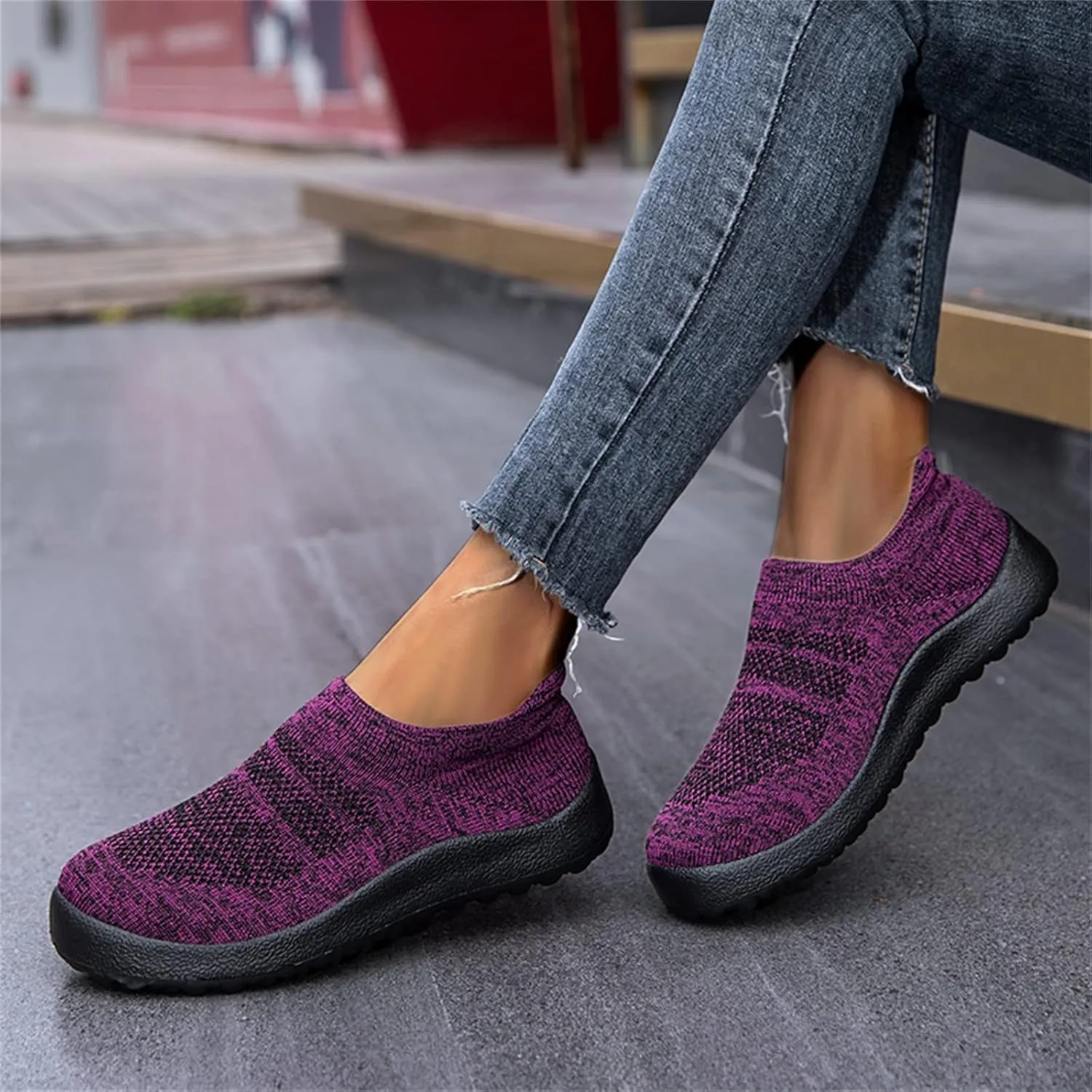 Womens Slip On Walking Shoes Non Slip Running Shoes Non Slip Work Shoes Women Wide Feet Black Casual Shoes Fashion Sneakers Red Tennis Shoe White Loafers