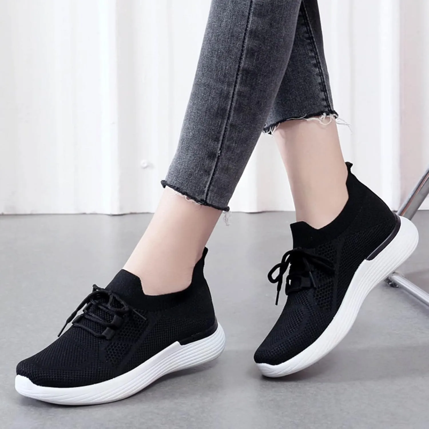 Womens Sneakers Black Sole Black Slip On Tennis Shoes Ladies Canvas Shoes for Women Wide Black Women's Sneakers in White in Wide Width Tenis Antideslizante para Mujer De Cocina para Frio