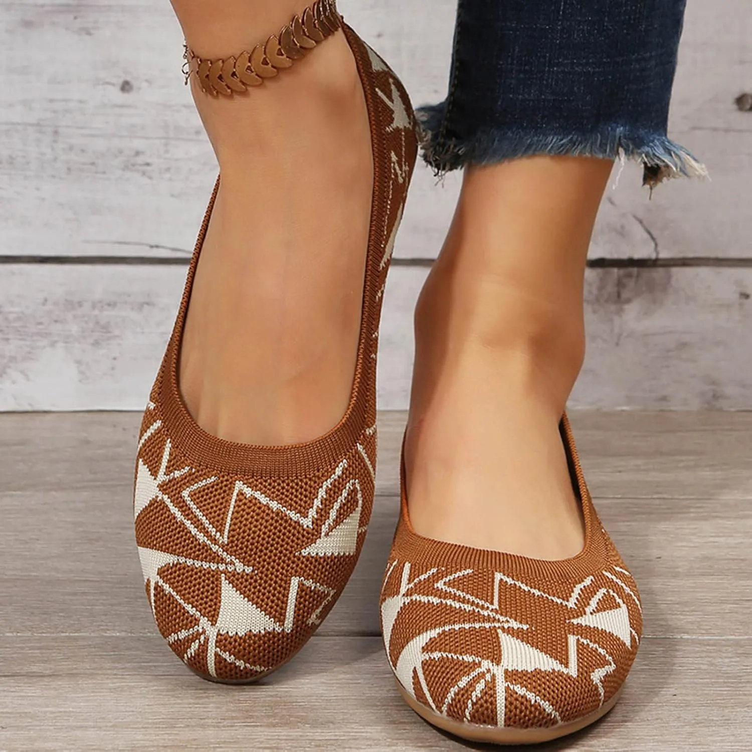 Womens Stretch Flats Casual Comfortable & Light-Weight Women's Comfort Penny Loafers with Arch Support