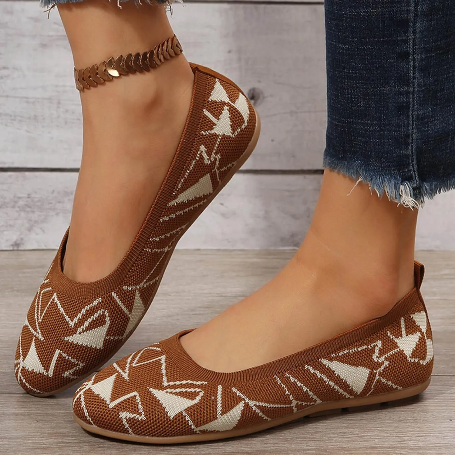 Womens Stretch Flats Casual Comfortable & Light-Weight Women's Comfort Penny Loafers with Arch Support