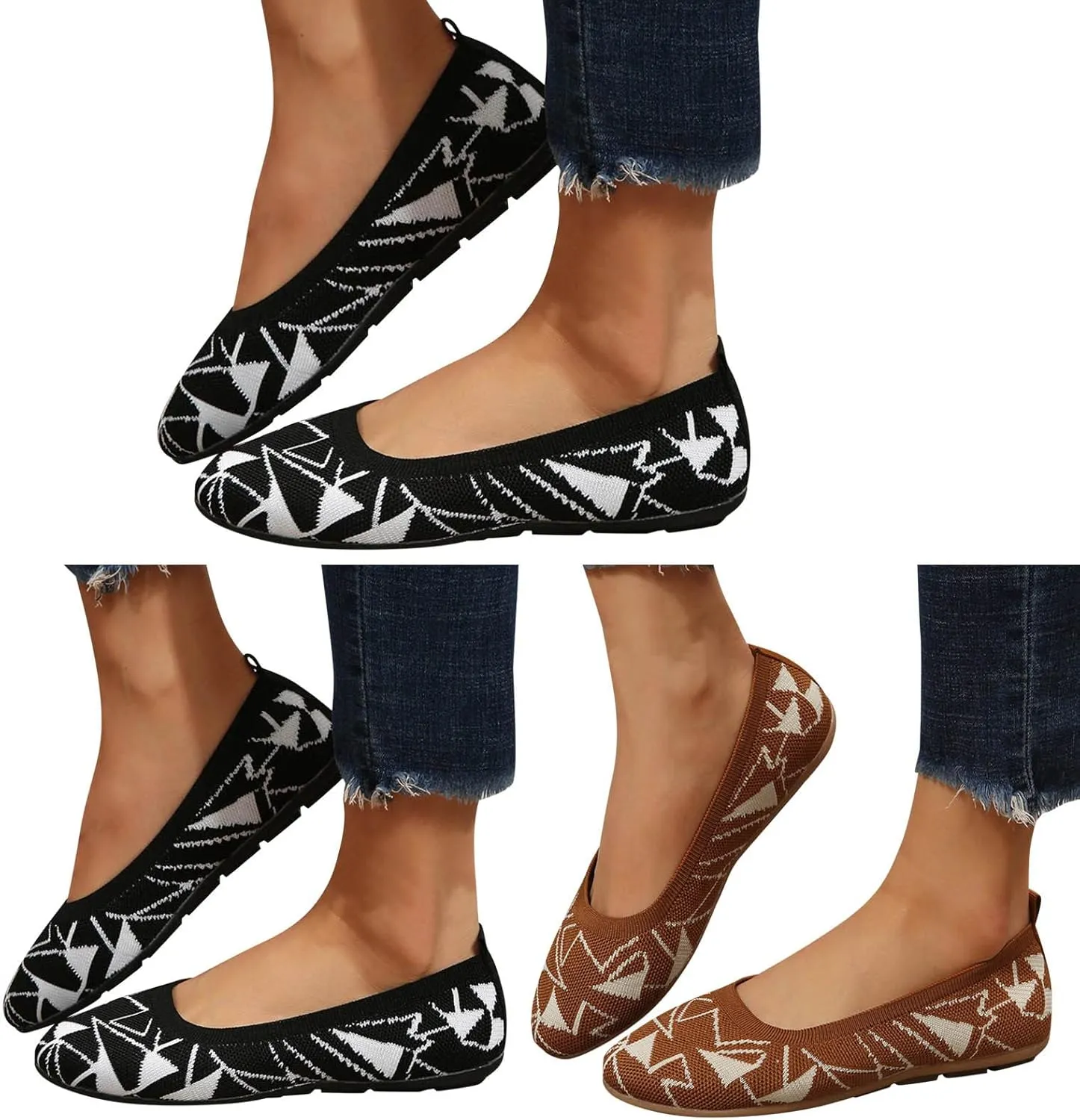 Womens Stretch Flats Casual Comfortable & Light-Weight Women's Comfort Penny Loafers with Arch Support