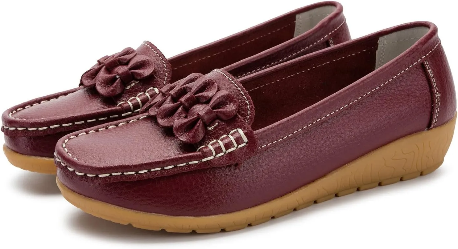 Womens Stretch Flats Casual Lightweight Walking Flats Women's Comfort Penny Loafers with Arch Support