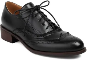 Women's Tie Up Brogue Low Heel Oxford Shoes