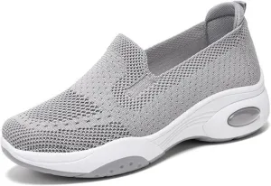 Womens Walking Shoes Summer Breathable Mesh Hollow Out Orthopedic Sneakers Lightweight Comfortable Soft Sole Slip On Platform Sneaker Athletic Air Cushion Sports Shoes Arch Support