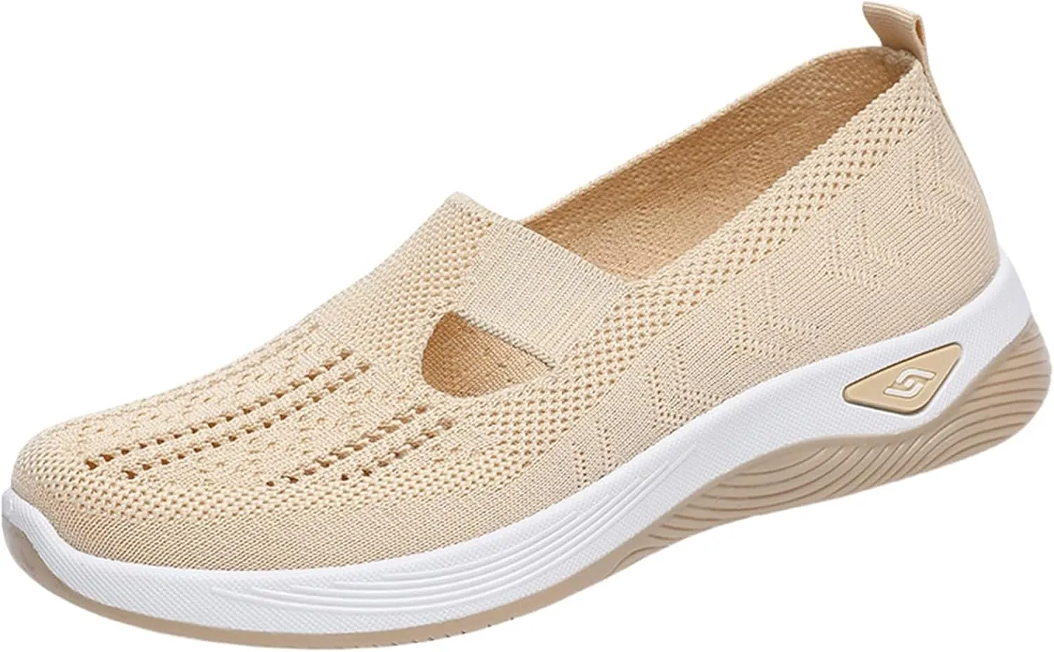 Women's Woven Orthopedic Shoes Summer Lightweight Breathable Arch Support Soft Shoes Trendy Comfortable Mesh Hollow Out Slip-On Sneakers Diabetic Foam Shoe Casual Dressy Walking Sneaker