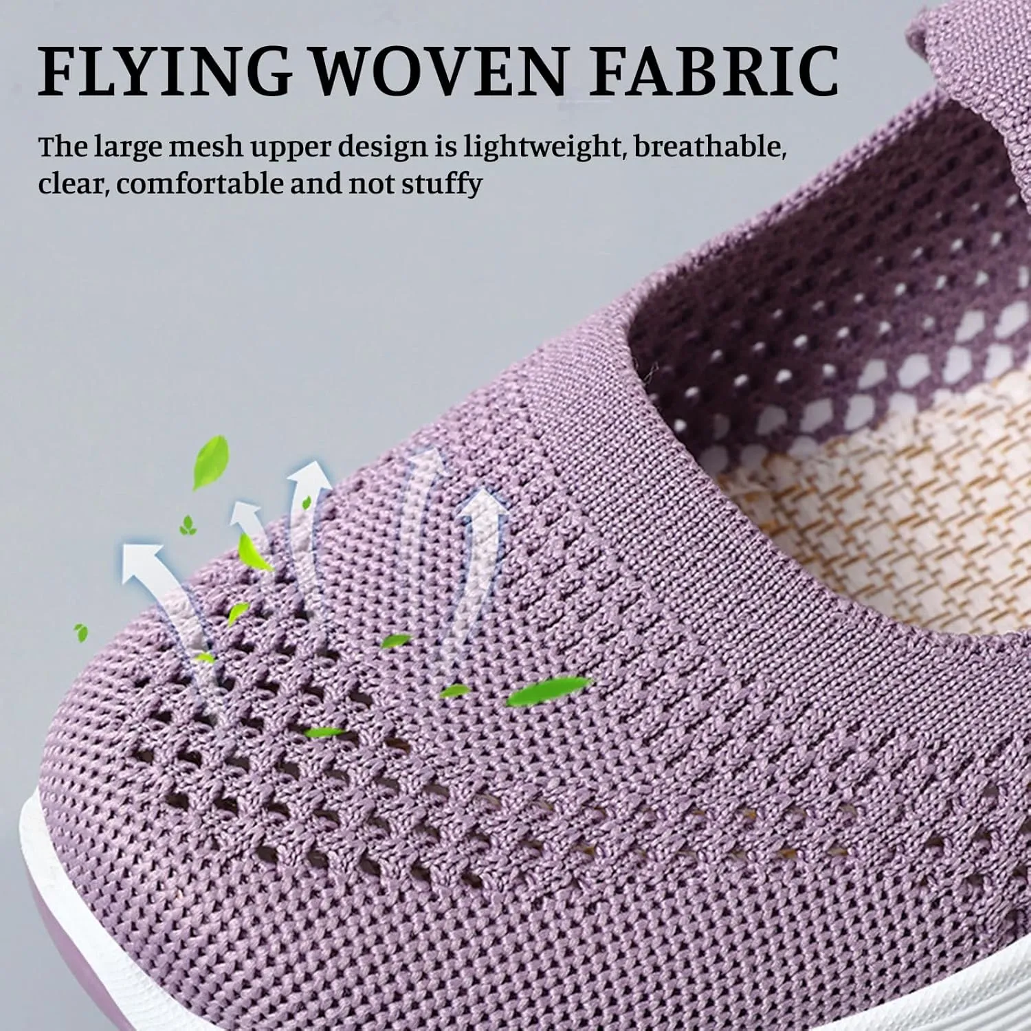 Women's Woven Orthopedic Sneakers Summer Breathable Mesh Hollow Out Soft Sole Walking Shoes Casual Lightweight Slip on Sneakers Comfortable Nurse Flats with Arch Support