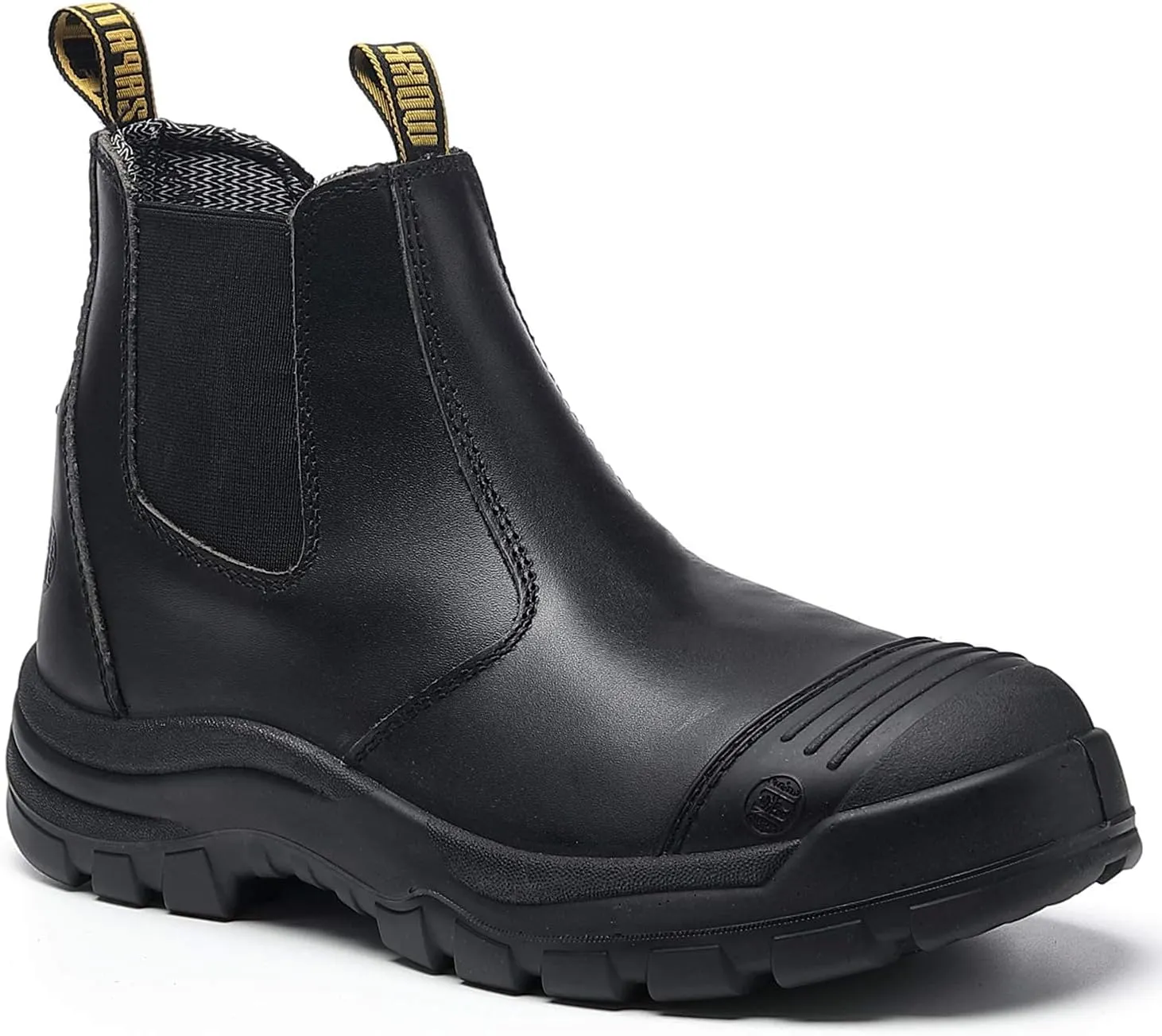 Work Boots for Men, Steel Toe Waterproof Working Boots, Slip Resistant Anti-Static Slip-on Safety Working Shoes 6 8 9 10 11 12 13 (Black)