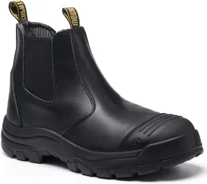 Work Boots for Men, Steel Toe Waterproof Working Boots, Slip Resistant Anti-Static Slip-on Safety Working Shoes 6 8 9 10 11 12 13 (Black)